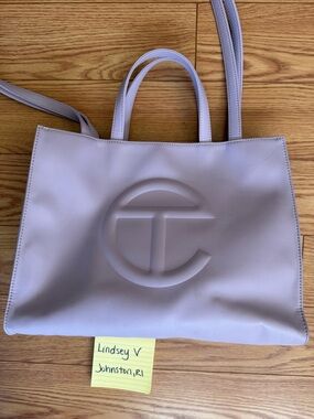 Telfar Lavender Embossed Logo Shopping Tote Large